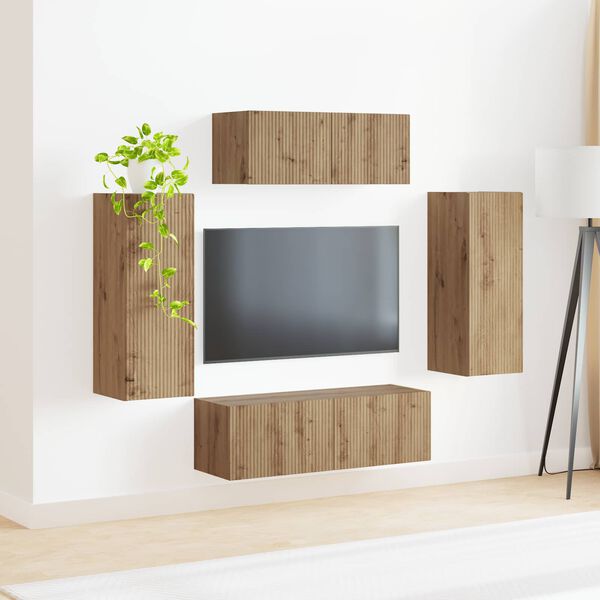 vidaXL TV Cabinet Set 4 pcs Artisan Oak Engineered Wood