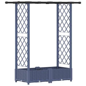 vidaXL Raised Bed with Trellis and Roof Grey 122.5 x 40 x 123 cm PP