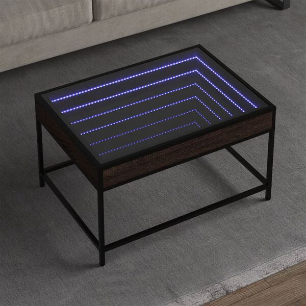 vidaXL Coffee Table with Infinity LED Brown Oak 70x50x41 cm