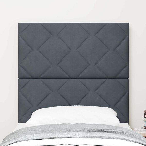 vidaXL LED Headboard with Headboard Dark Grey 80 cm Faux Leather