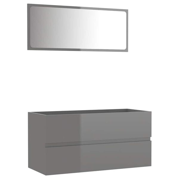vidaXL 2 Piece Bathroom Furniture Set High Gloss Grey Engineered Wood