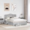 vidaXL Bed Frame with Drawer Grey Sonoma 160 x 200 cm Engineered Wood