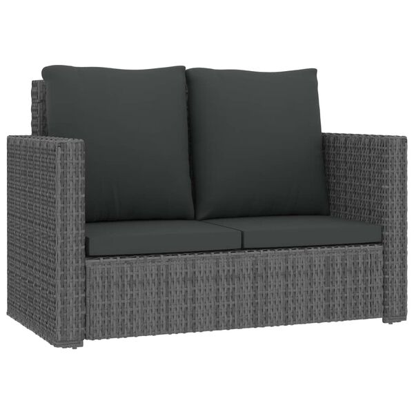 vidaXL 2 Piece Garden Lounge Set with Cushions Poly Rattan Grey