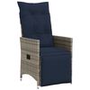 vidaXL Reclining Garden Chair with Cushions Grey Poly Rattan