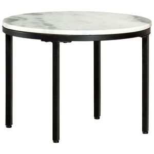 vidaXL Coffee Table White and Black &Oslash;50 cm Real Solid Marble
