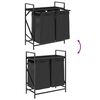 vidaXL Laundry Basket 2 Compartments with Shelf Black Oak