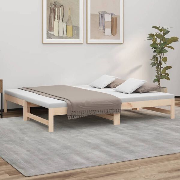 vidaXL Pull-out Day Bed without Mattress 2x(90x190) cm Solid Wood Pine