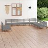 vidaXL 10 Piece Garden Lounge Set Solid Wood Pine Grey