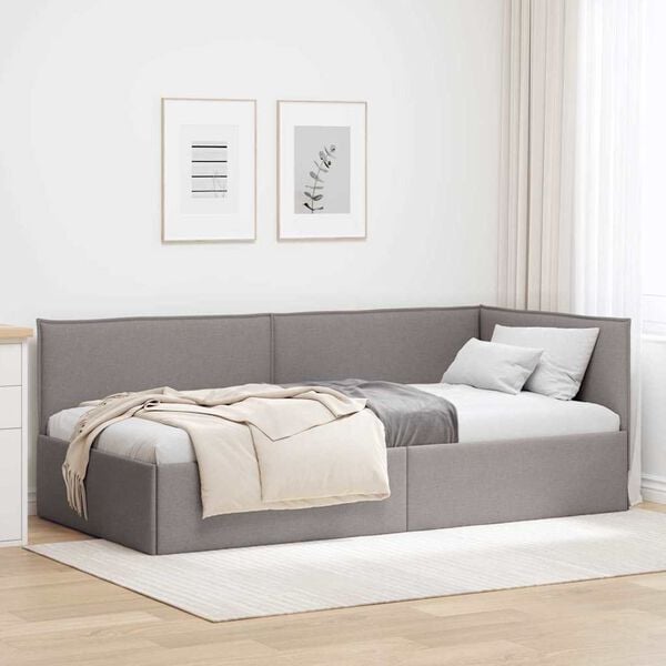vidaXL Corner Bed Frame with Headboard Taupe 80 cm x 200 cm Velvet