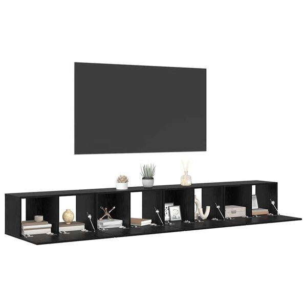 vidaXL TV Cabinet Set 4 pcs Black Oak 60 x 30 x 30 cm Engineered Wood