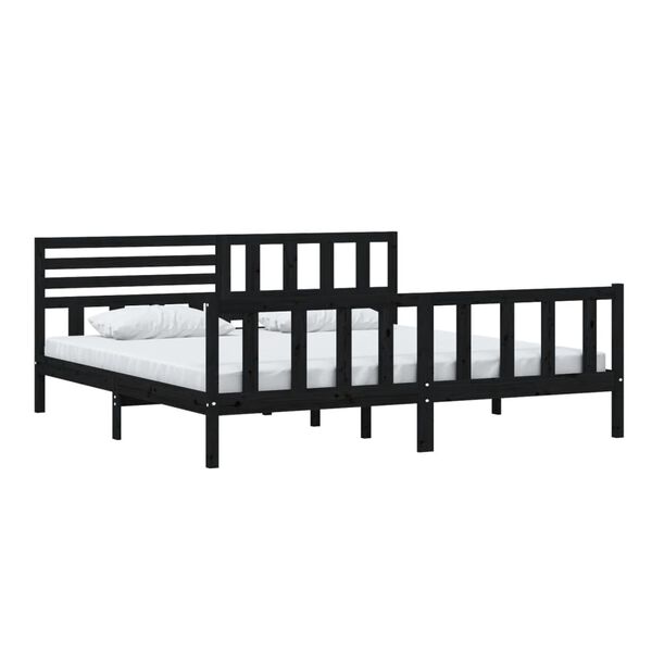 vidaXL Bed Frame without Mattress Black Solid Wood 200x200 cm (810106+814168)