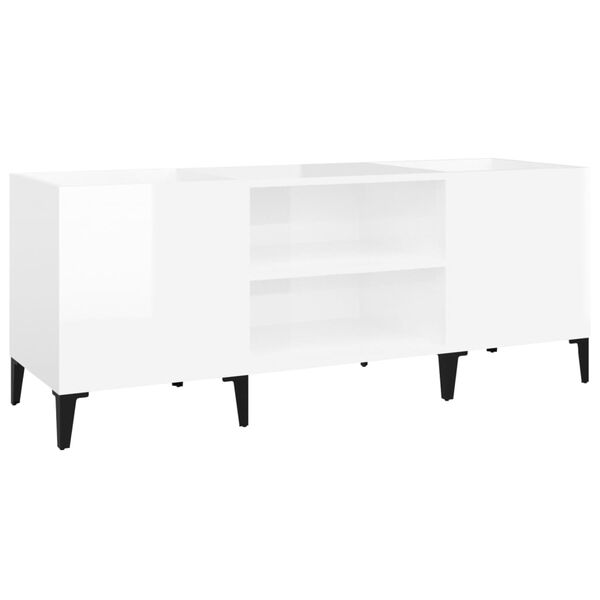vidaXL Record Cabinet High Gloss White 121x38x48 cm Engineered Wood