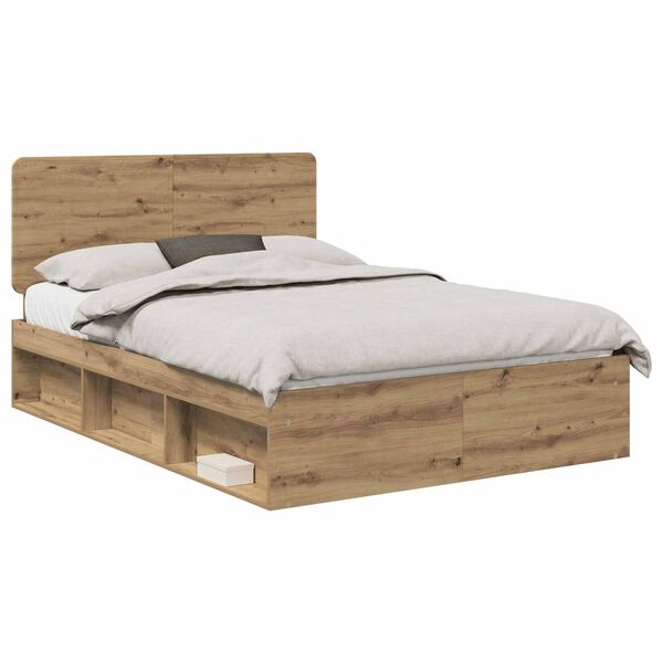 vidaXL Bed Frame Artisian Oak 160 x 200 cm Solid Pine Wood