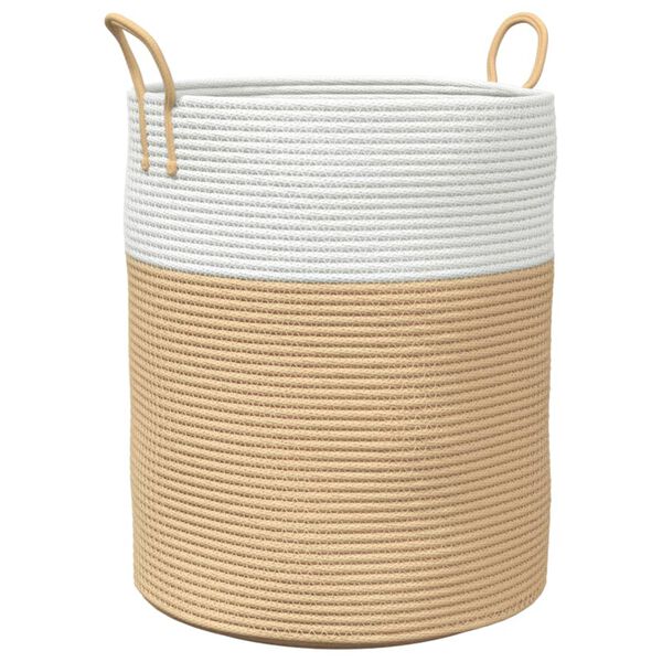 vidaXL Storage Basket Beige and White Ø38x46 cm Cotton
