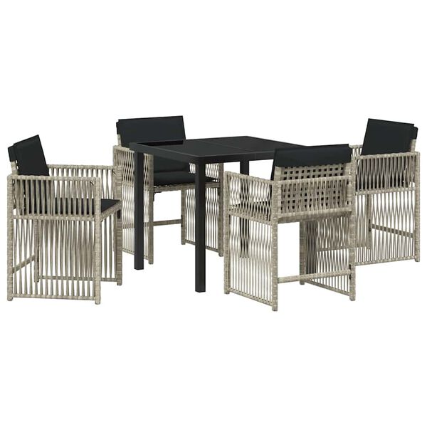 vidaXL Garden Dining Set 5 pcs Light Grey Poly Rattan