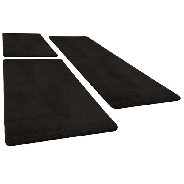 vidaXL Bed Carpets Shaggy High Pile 3 pcs Black