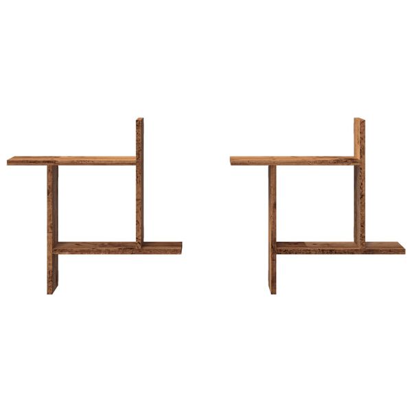 vidaXL Wall Shelves 2 pcs Old Wood 50x12x50 cm Engineered Wood