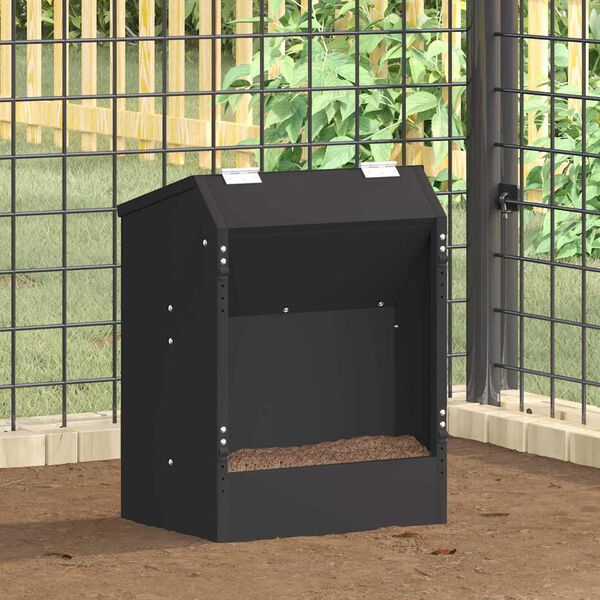 vidaXL Rabbit Feeder Black 33.5 x 25.5 x 45.5 cm Cold-Rolled Steel