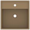 vidaXL Luxury Basin Overflow Square Matt Cream 41x41 cm Ceramic