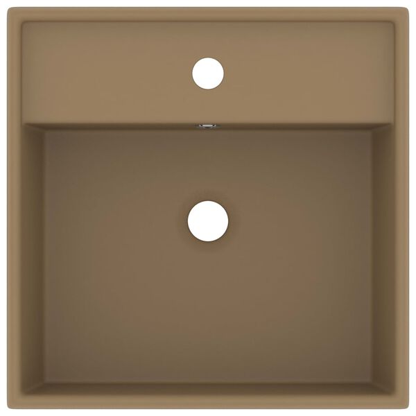 vidaXL Luxury Basin Overflow Square Matt Cream 41x41 cm Ceramic