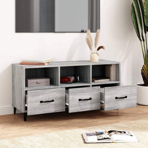 vidaXL TV Cabinet Grey Sonoma 102x35x50 cm Engineered Wood
