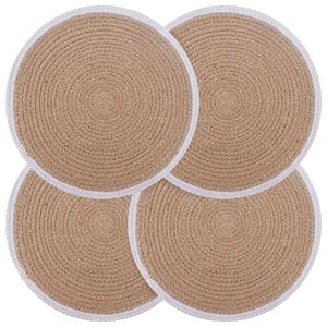 vidaXL Jute Placemets 4 pcs Natural and White 100% Tossa Jute
