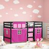 vidaXL Kids' Loft Bed with Curtains without Mattress Pink 80x200 cm