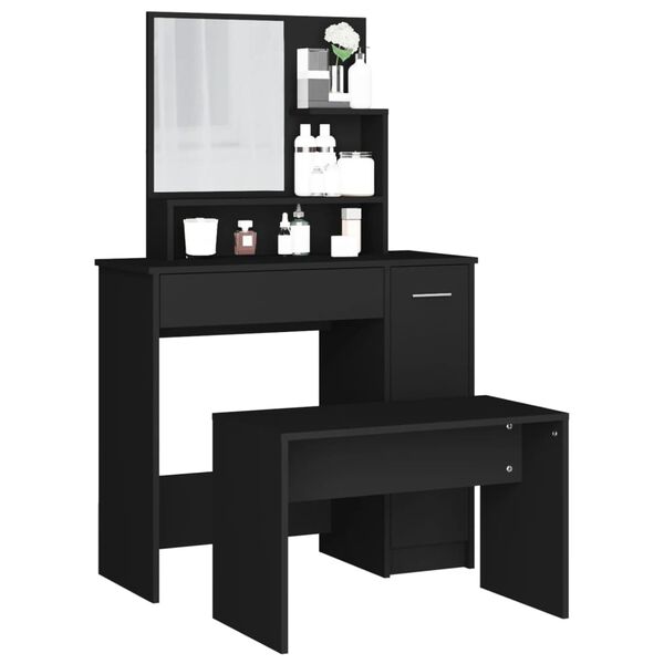 vidaXL Dressing Table Set Black 86.5x35x136 cm