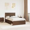 vidaXL Bed Frame with Headboard Brown Oak 120 x 190 cm Solid Pine Wood