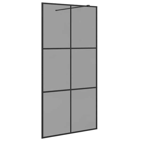 vidaXL Walk-in Shower Wall Black 100 x 195 cm Tempered Glass