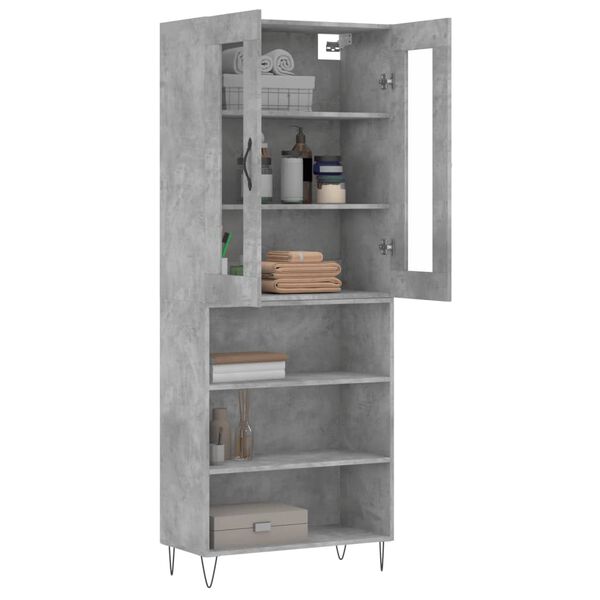 vidaXL Highboard Concrete Grey 69.5x34x180 cm Engineered Wood