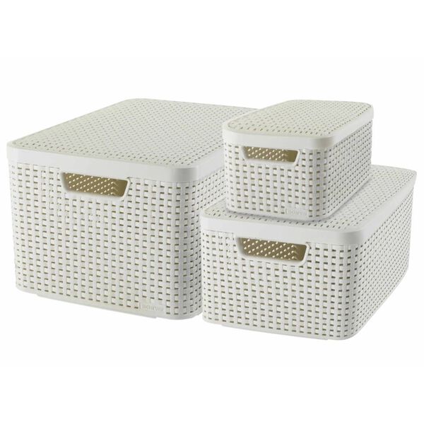 Curver Style Storage Basket with Lid 3 pcs White 240652