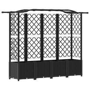 vidaXL Raised Bed with Trellis and Roof Black 204 x 40 x 141 cm PP