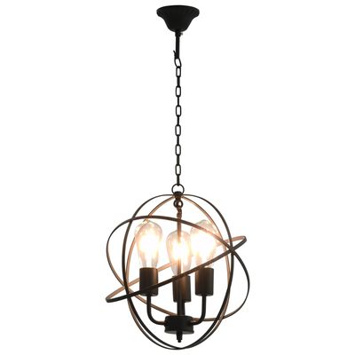 vidaXL Hanging Lamp Black Sphere 3 x E27 Bulbs