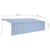 vidaXL Manual Retractable Awning with Blind&LED 5x3m Blue&White
