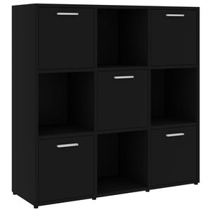 vidaXL Book Cabinet Black 90x30x90 cm Engineered Wood