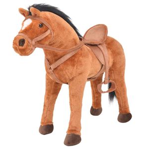 vidaXL Standing Toy Horse Plush Brown