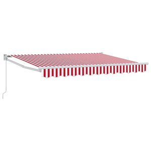 vidaXL Manual Retractable Awning Red and White 2.5 x 2 m