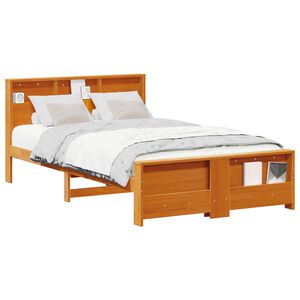 vidaXL Bed Frame with Headboard Wax Brown 120 x 200 cm Engineered Wood