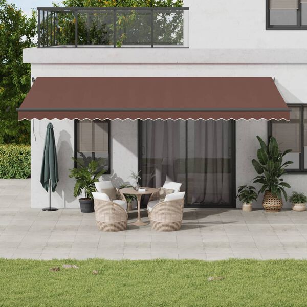 vidaXL Manual Retractable Awning with LEDs Brown 600x350 cm