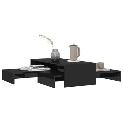 vidaXL Nesting Coffee Table Set High Gloss Black 100x100x26.5 cm