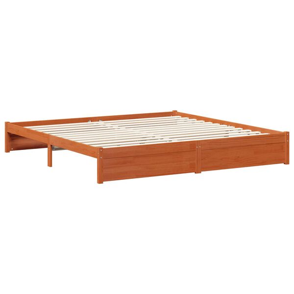 vidaXL Bed Frame with Drawer Wax Brown 200 x 200 cm Solid Pine Wood