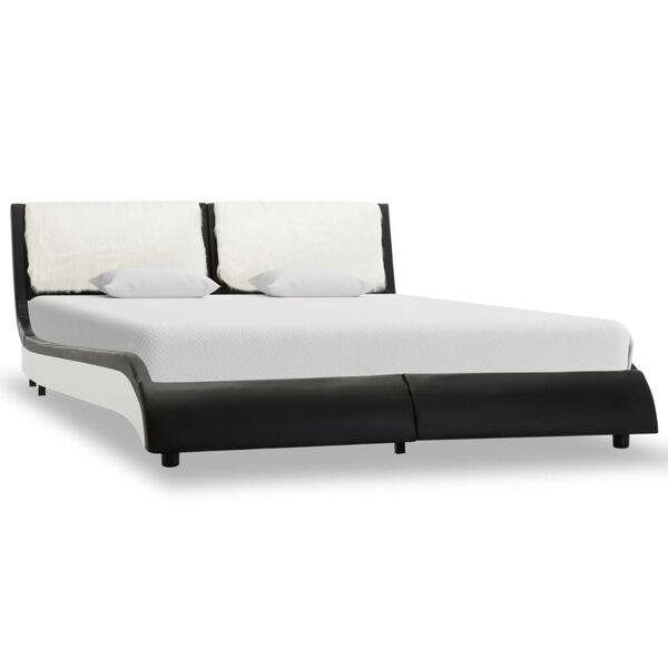 vidaXL Bed Frame without Mattress Black&White Faux Leather 135x190 cm Double