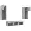vidaXL 5 Piece TV Wall Units with LED Concrete Grey Engineered Wood