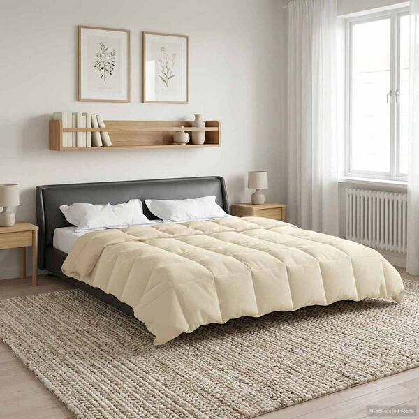 vidaXL Summer Duvet Quilted Cream 200 x 240 cm Microfiber
