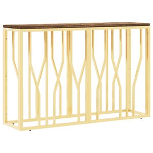 vidaXL Console Table Gold Stainless Steel and Solid Wood Reclaimed
