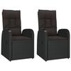 vidaXL 3 Piece Garden Lounge Set Black Poly Rattan&Steel