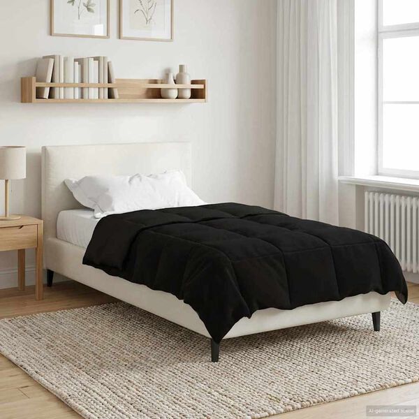 vidaXL Summer Duvet Quilted Black 140 x 220 cm Microfiber