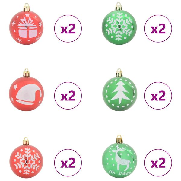 vidaXL Christmas Bauble Set 40 pcs Red and Green Plastic