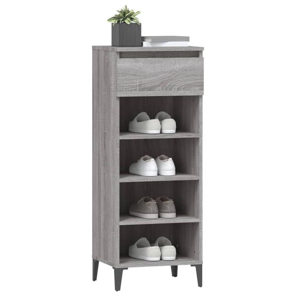 vidaXL Shoe Rack Grey Sonoma 40x36x105 cm Engineered Wood